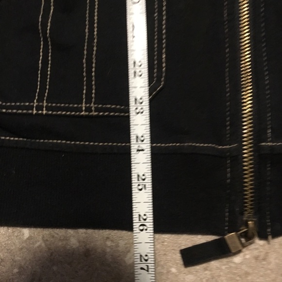 Hoodie Liz Claiborne Full 2 Way Zip Black Topstitched Patch pockets EUC LG - Picture 8 of 12